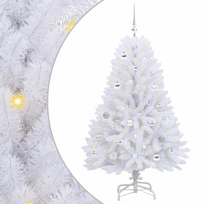 vidaXL Künstlicher klappbarer Weihnachtsbaum Weiß 150 cm PVC und Stahl