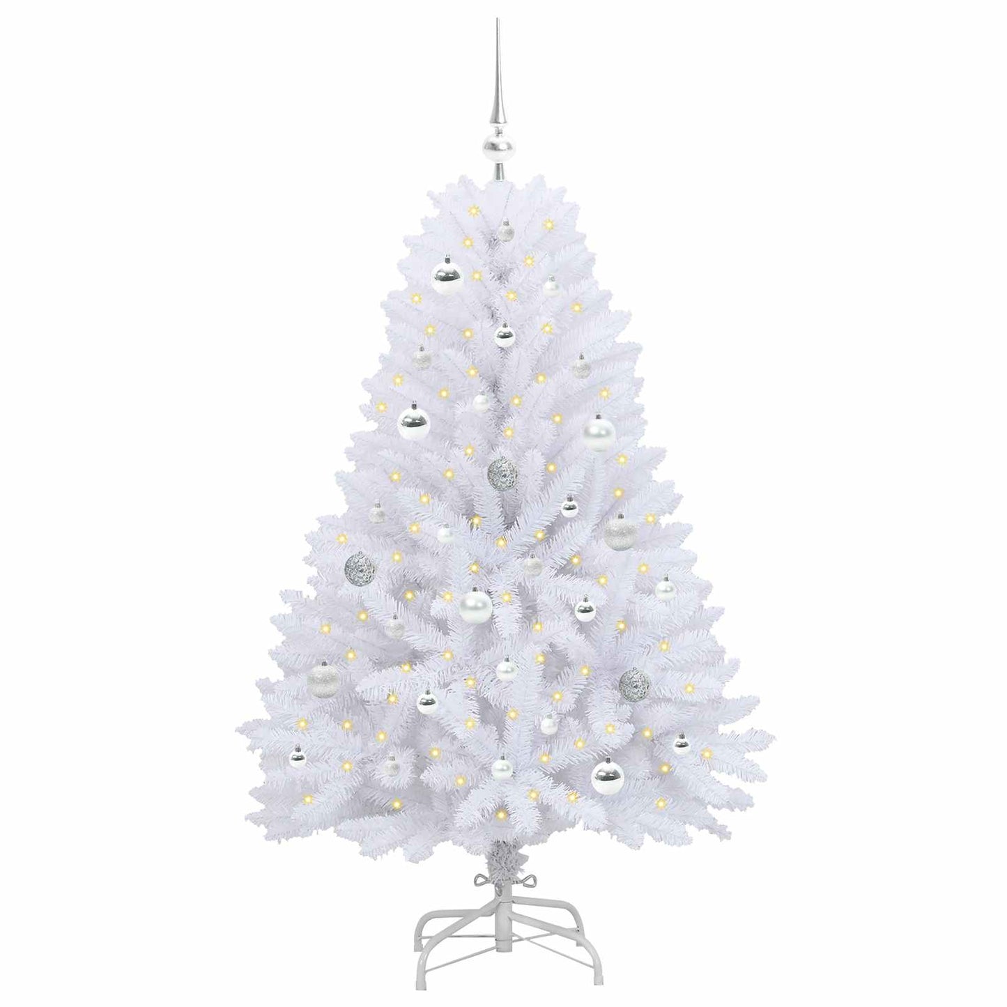 vidaXL Künstlicher klappbarer Weihnachtsbaum Weiß 150 cm PVC und Stahl