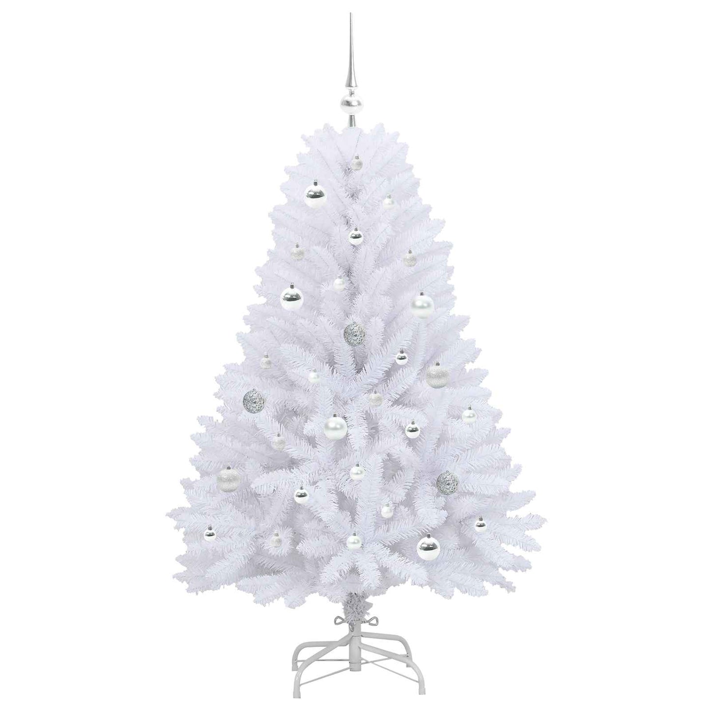 vidaXL Künstlicher klappbarer Weihnachtsbaum Weiß 150 cm PVC und Stahl