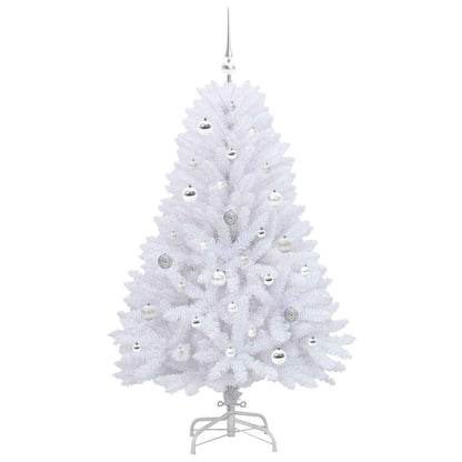 vidaXL Künstlicher klappbarer Weihnachtsbaum Weiß 150 cm PVC und Stahl