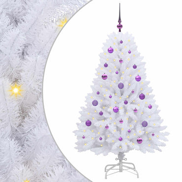 vidaXL Künstlicher klappbarer Weihnachtsbaum Weiß 150 cm PVC und Stahl