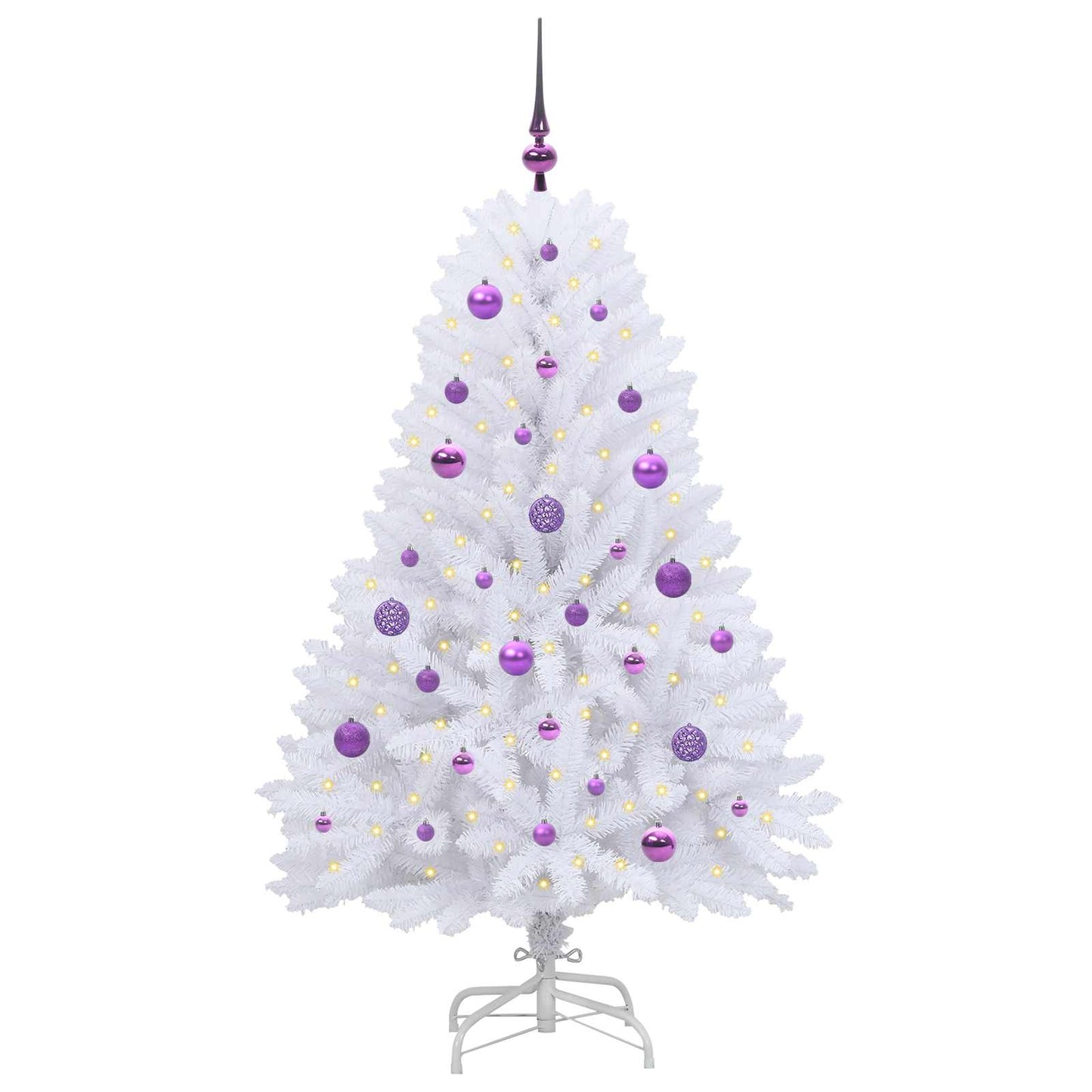 vidaXL Künstlicher klappbarer Weihnachtsbaum Weiß 150 cm PVC und Stahl