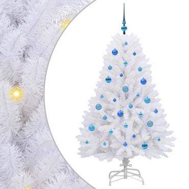 vidaXL Künstlicher klappbarer Weihnachtsbaum Weiß 150 cm PVC und Stahl