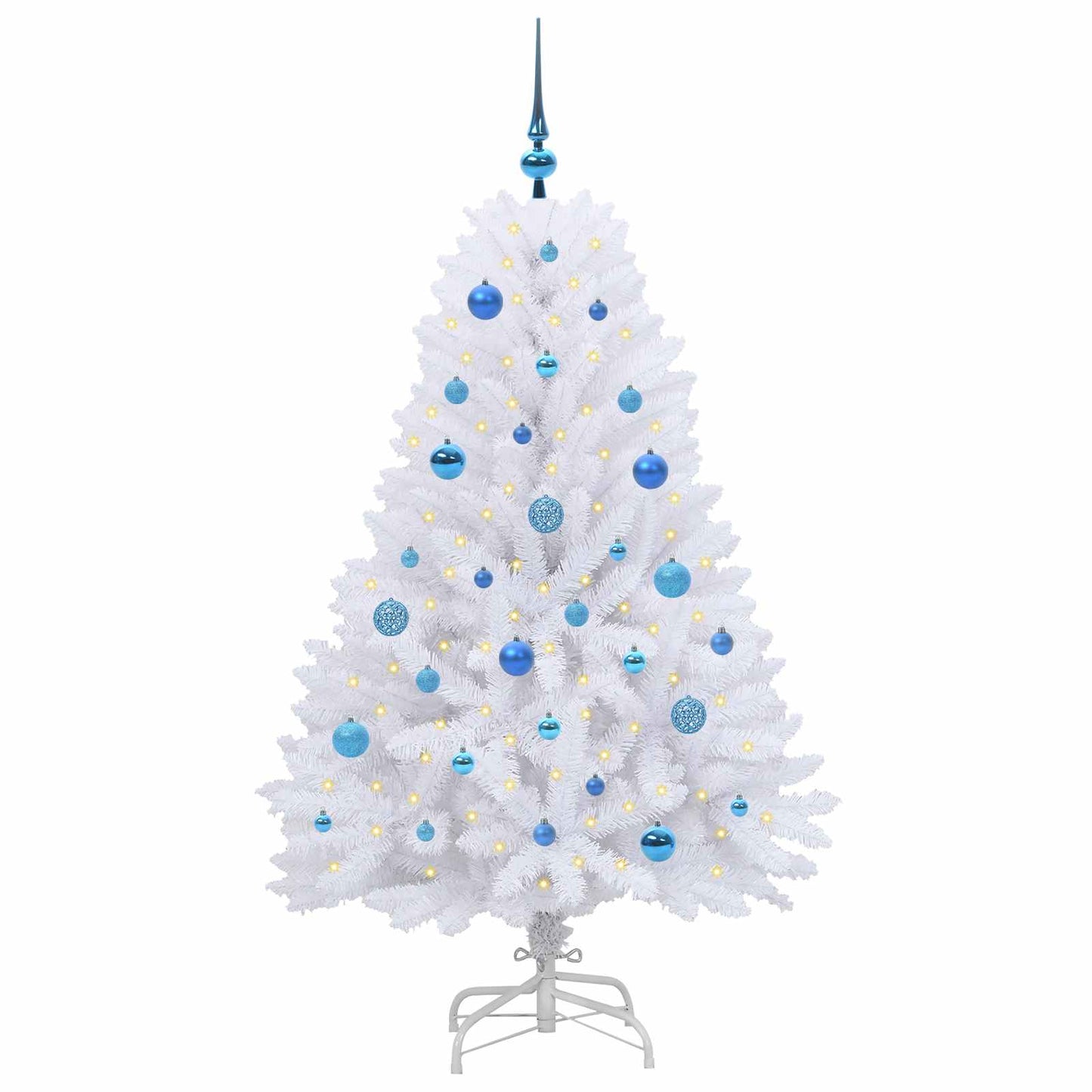vidaXL Künstlicher klappbarer Weihnachtsbaum Weiß 150 cm PVC und Stahl