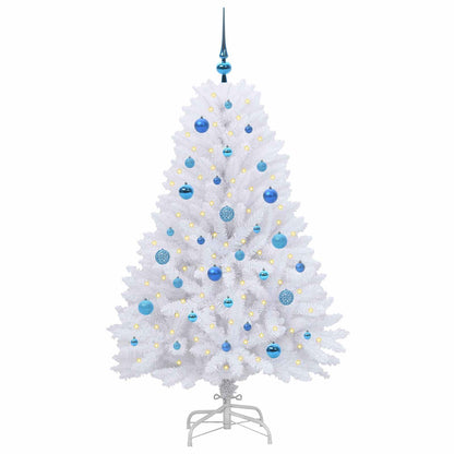 vidaXL Künstlicher klappbarer Weihnachtsbaum Weiß 150 cm PVC und Stahl
