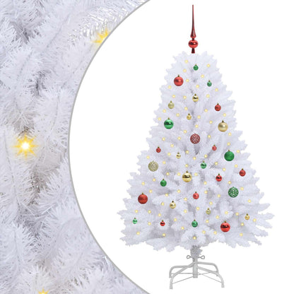 vidaXL Künstlicher klappbarer Weihnachtsbaum Weiß 150 cm PVC und Stahl