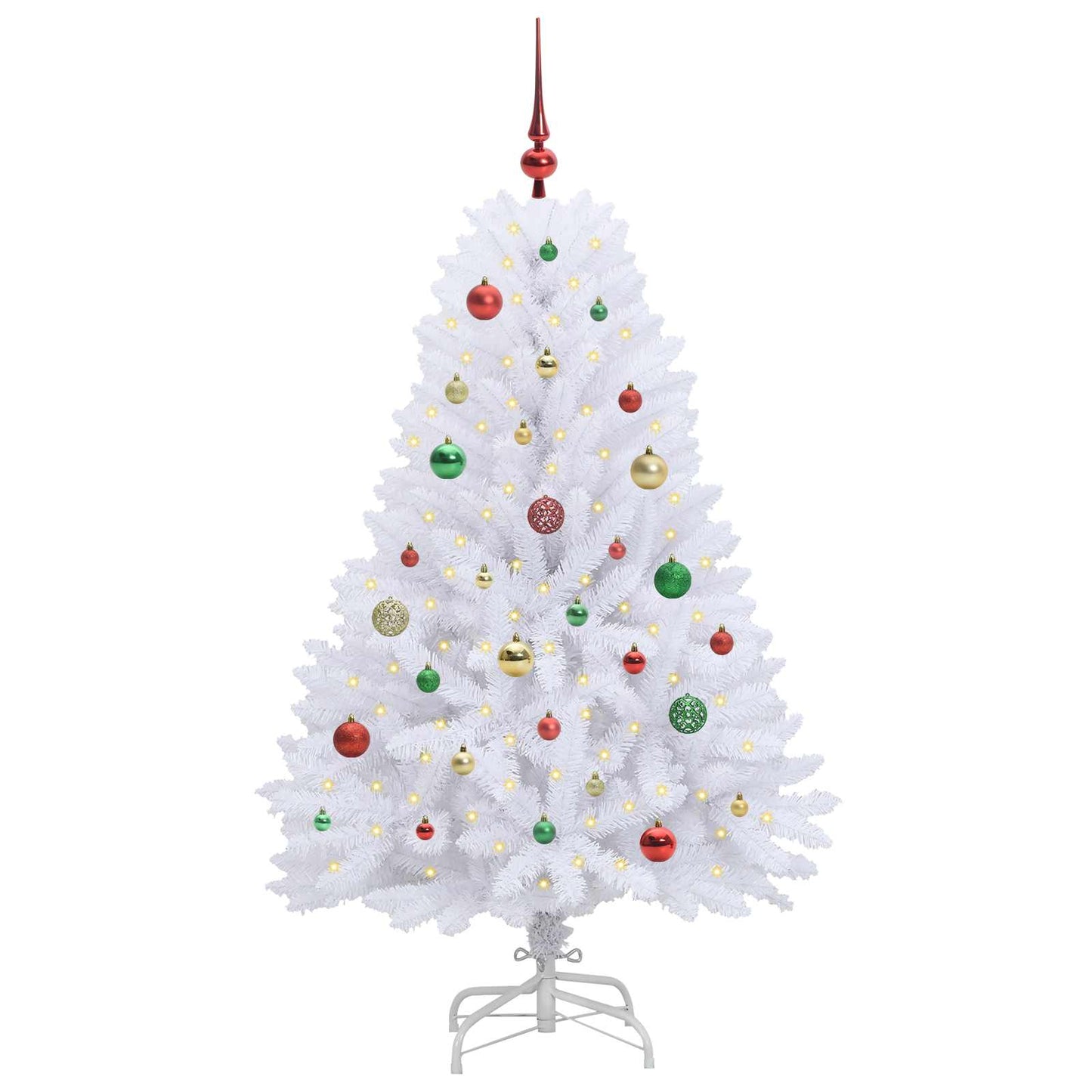 vidaXL Künstlicher klappbarer Weihnachtsbaum Weiß 150 cm PVC und Stahl