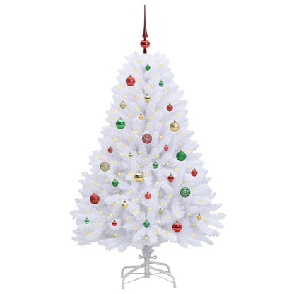 vidaXL Künstlicher klappbarer Weihnachtsbaum Weiß 150 cm PVC und Stahl