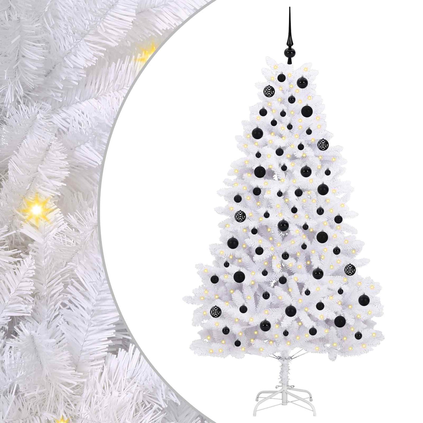 vidaXL Künstlicher klappbarer Weihnachtsbaum Weiß 180 cm PVC und Stahl