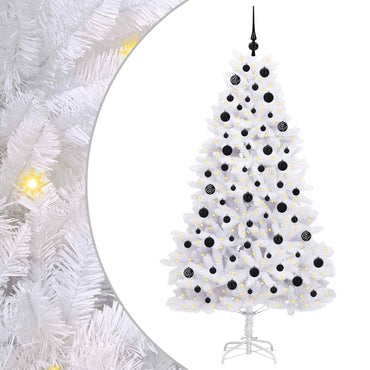 vidaXL Künstlicher klappbarer Weihnachtsbaum Weiß 180 cm PVC und Stahl