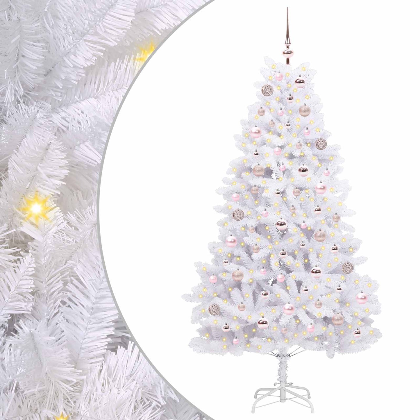 vidaXL Künstlicher klappbarer Weihnachtsbaum Weiß 180 cm PVC und Stahl