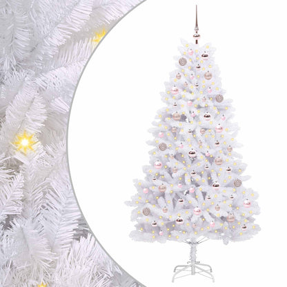 vidaXL Künstlicher klappbarer Weihnachtsbaum Weiß 180 cm PVC und Stahl