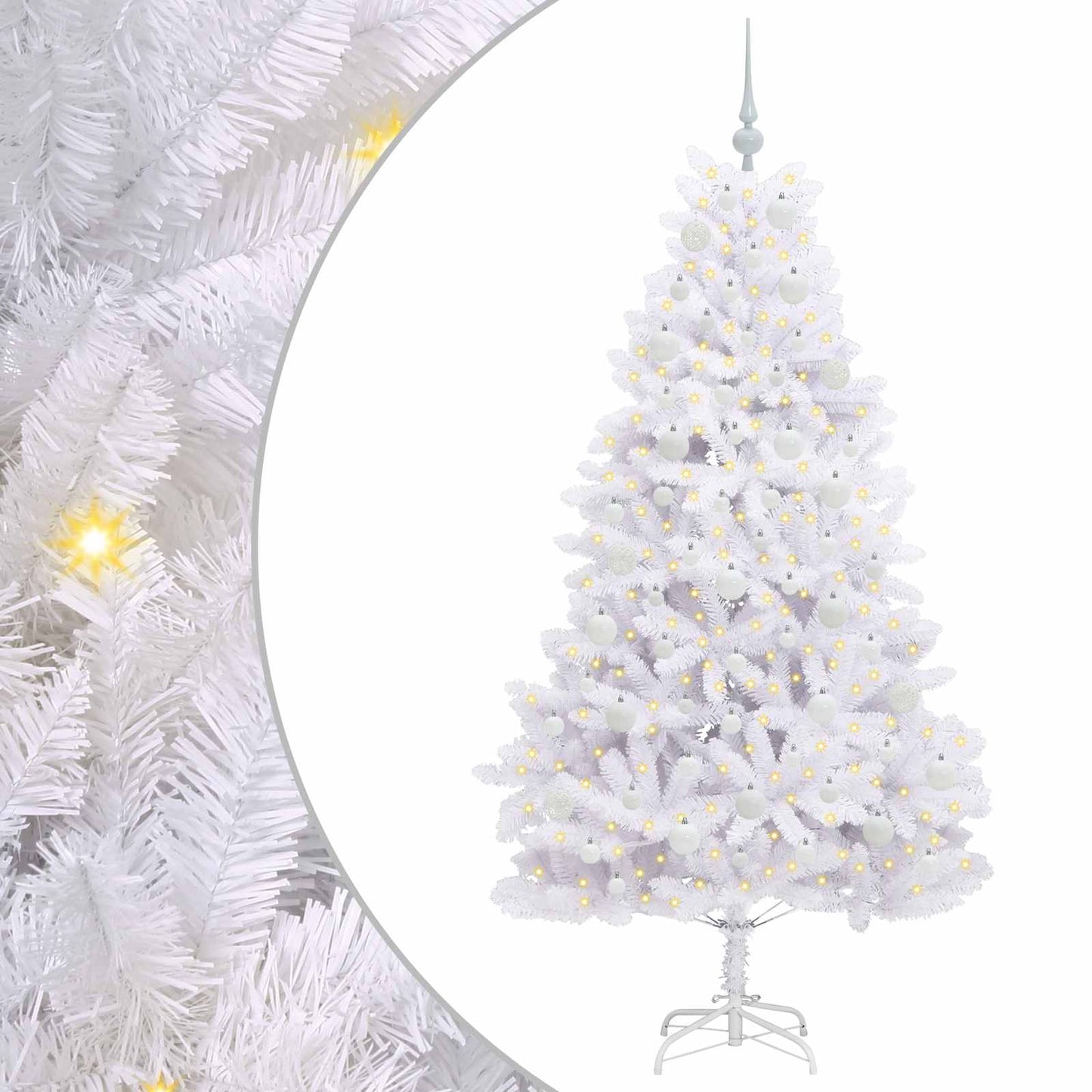 vidaXL Künstlicher klappbarer Weihnachtsbaum Weiß 180 cm PVC und Stahl