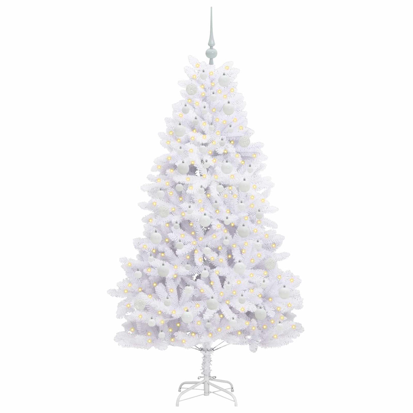 vidaXL Künstlicher klappbarer Weihnachtsbaum Weiß 180 cm PVC und Stahl