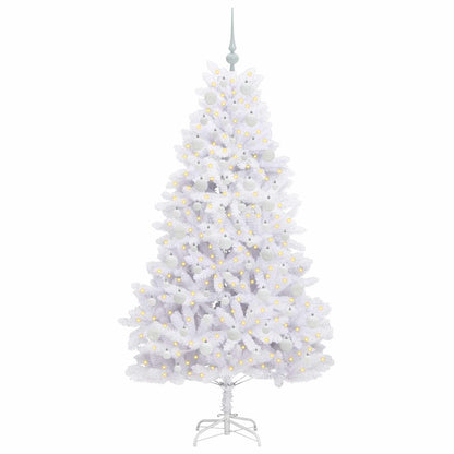 vidaXL Künstlicher klappbarer Weihnachtsbaum Weiß 180 cm PVC und Stahl