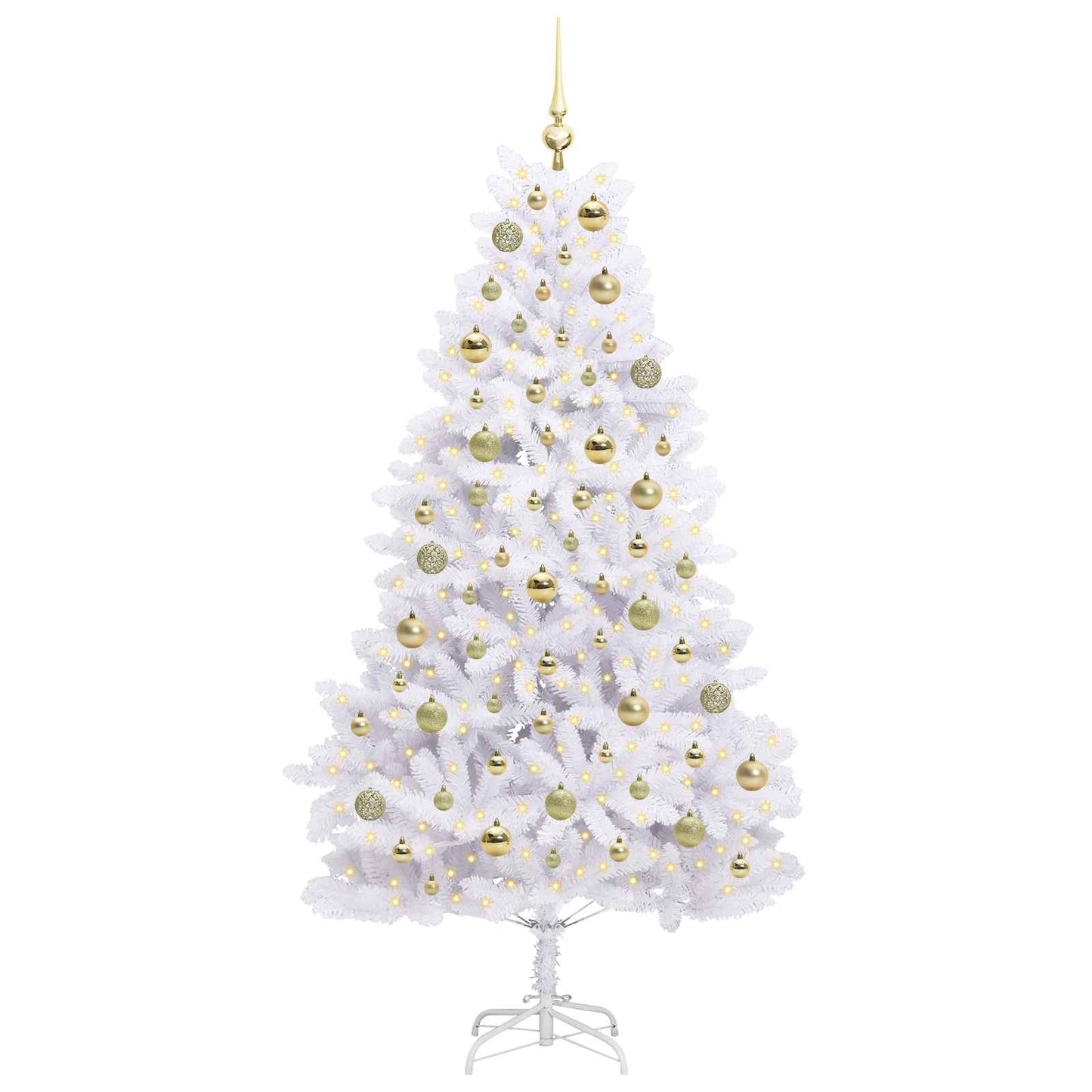 vidaXL Künstlicher klappbarer Weihnachtsbaum Weiß 180 cm PVC und Stahl