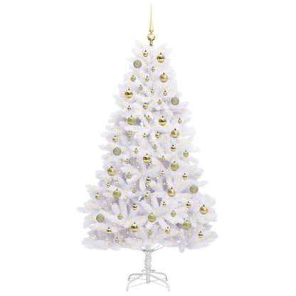 vidaXL Künstlicher klappbarer Weihnachtsbaum Weiß 180 cm PVC und Stahl