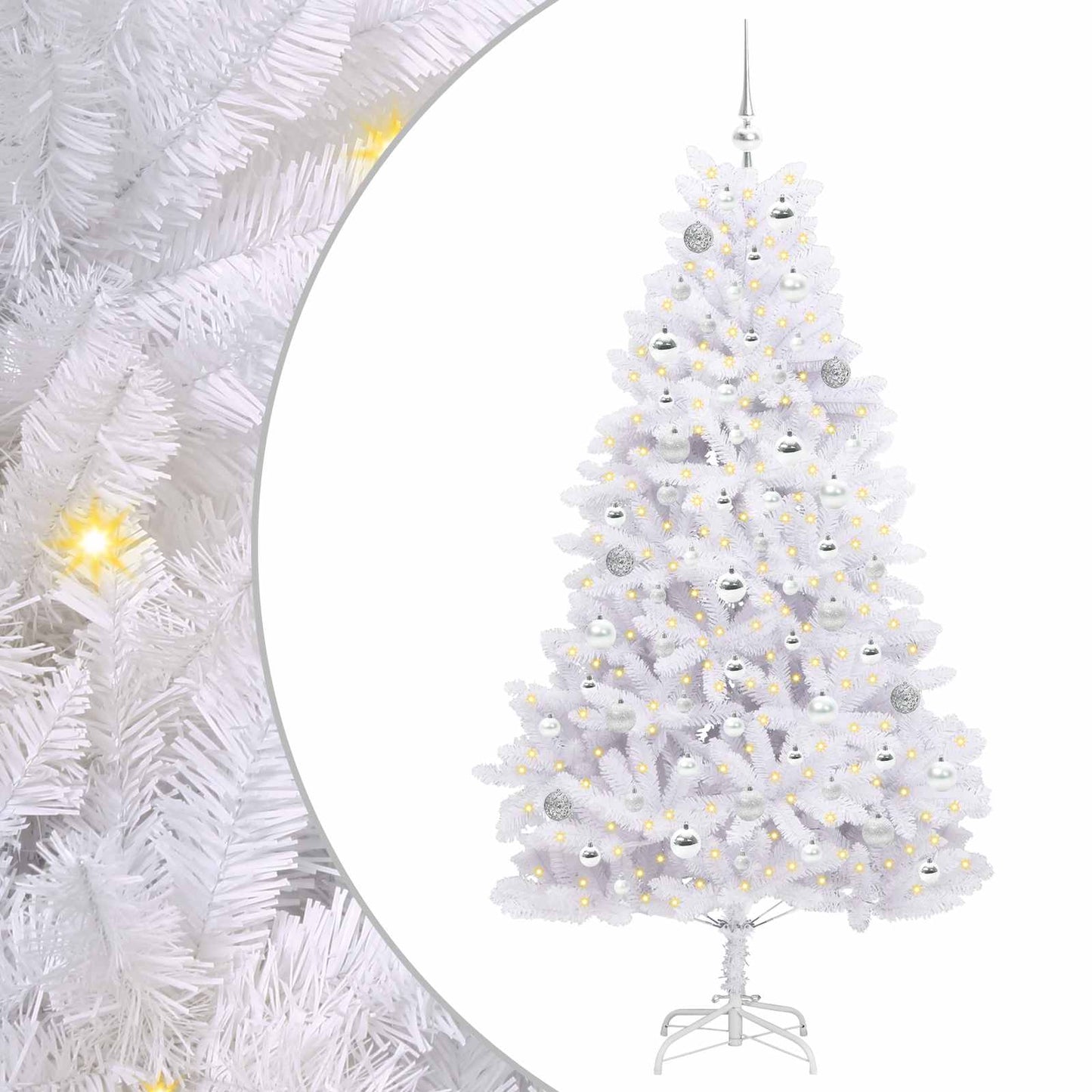 vidaXL Künstlicher klappbarer Weihnachtsbaum Weiß 180 cm PVC und Stahl