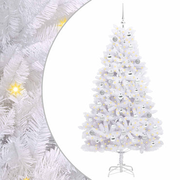 vidaXL Künstlicher klappbarer Weihnachtsbaum Weiß 180 cm PVC und Stahl