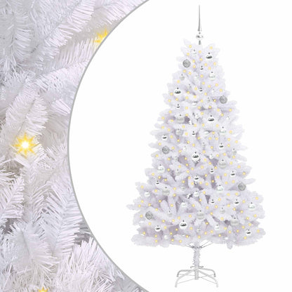 vidaXL Künstlicher klappbarer Weihnachtsbaum Weiß 180 cm PVC und Stahl