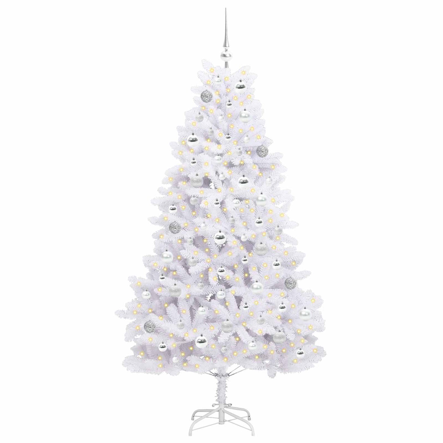 vidaXL Künstlicher klappbarer Weihnachtsbaum Weiß 180 cm PVC und Stahl