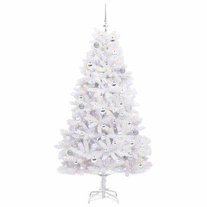 vidaXL Künstlicher klappbarer Weihnachtsbaum Weiß 180 cm PVC und Stahl