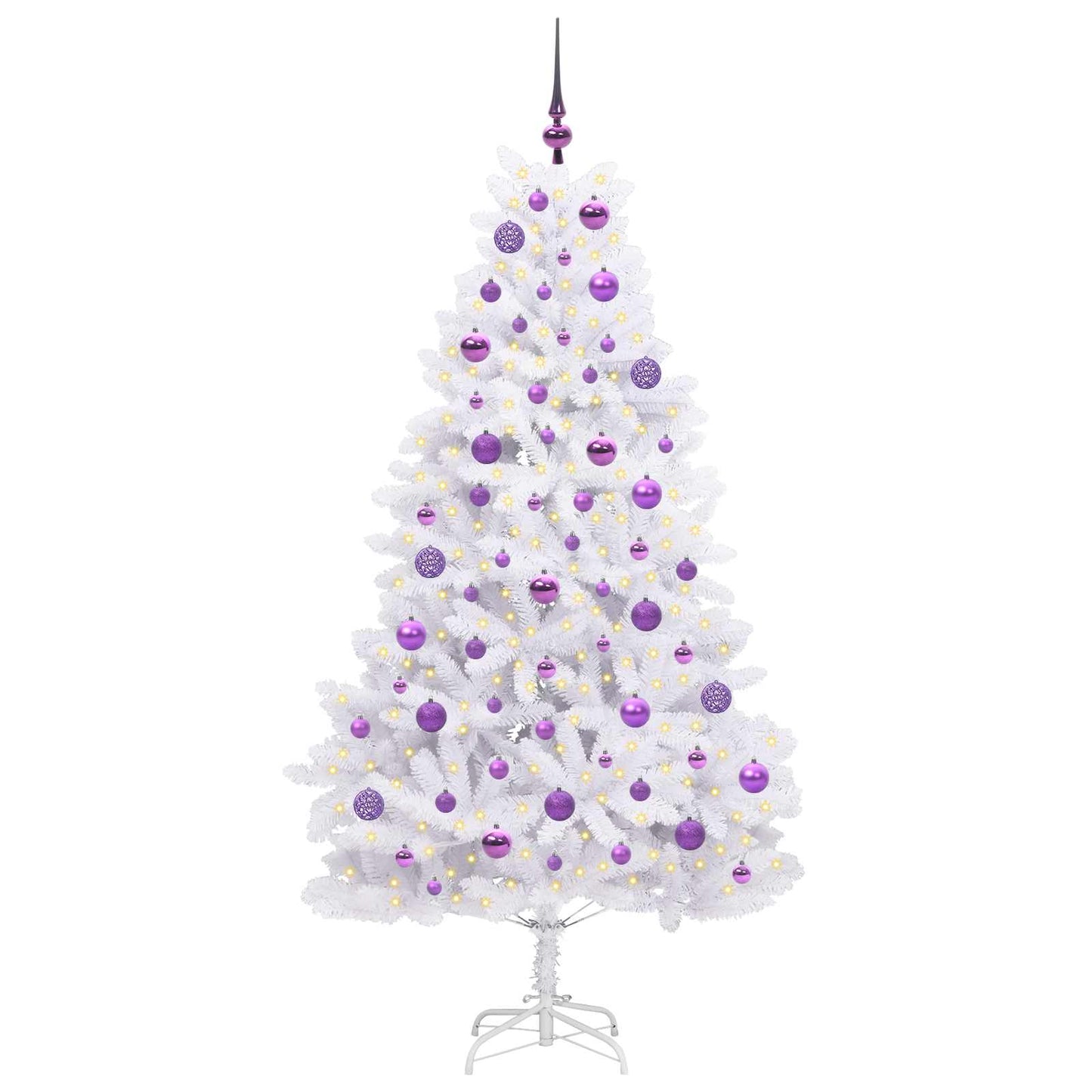 vidaXL Künstlicher klappbarer Weihnachtsbaum Weiß 180 cm PVC und Stahl