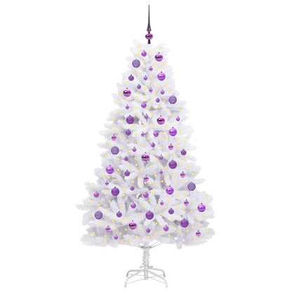 vidaXL Künstlicher klappbarer Weihnachtsbaum Weiß 180 cm PVC und Stahl