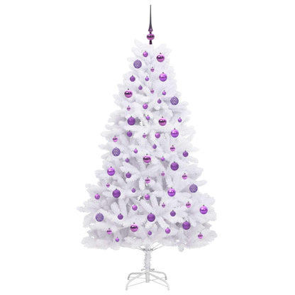 vidaXL Künstlicher klappbarer Weihnachtsbaum Weiß 180 cm PVC und Stahl