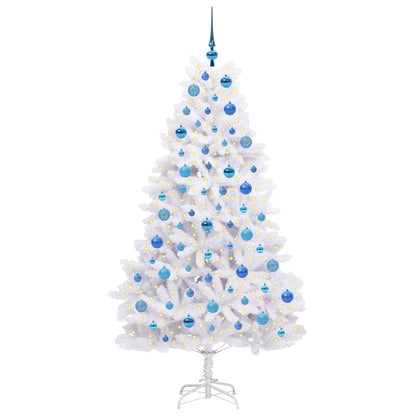 vidaXL Künstlicher klappbarer Weihnachtsbaum Weiß 180 cm PVC und Stahl