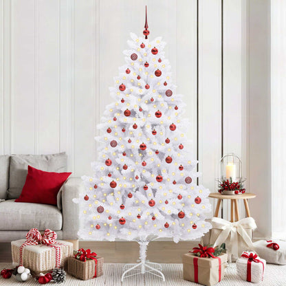 vidaXL Künstlicher klappbarer Weihnachtsbaum Weiß 210 cm PVC und Stahl