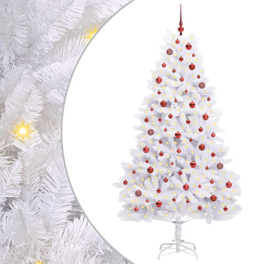 vidaXL Künstlicher klappbarer Weihnachtsbaum Weiß 210 cm PVC und Stahl
