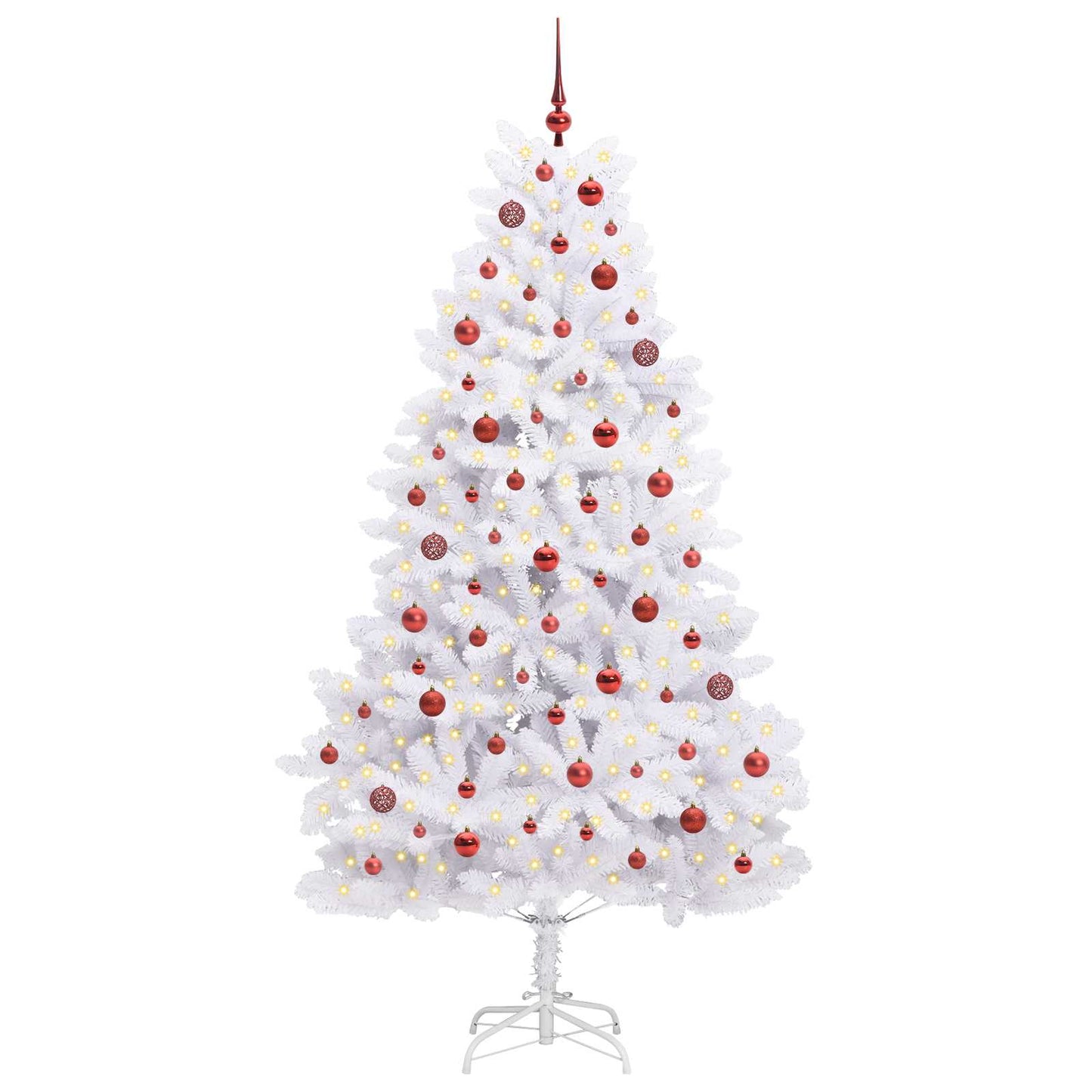 vidaXL Künstlicher klappbarer Weihnachtsbaum Weiß 210 cm PVC und Stahl