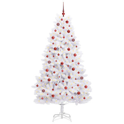 vidaXL Künstlicher klappbarer Weihnachtsbaum Weiß 210 cm PVC und Stahl