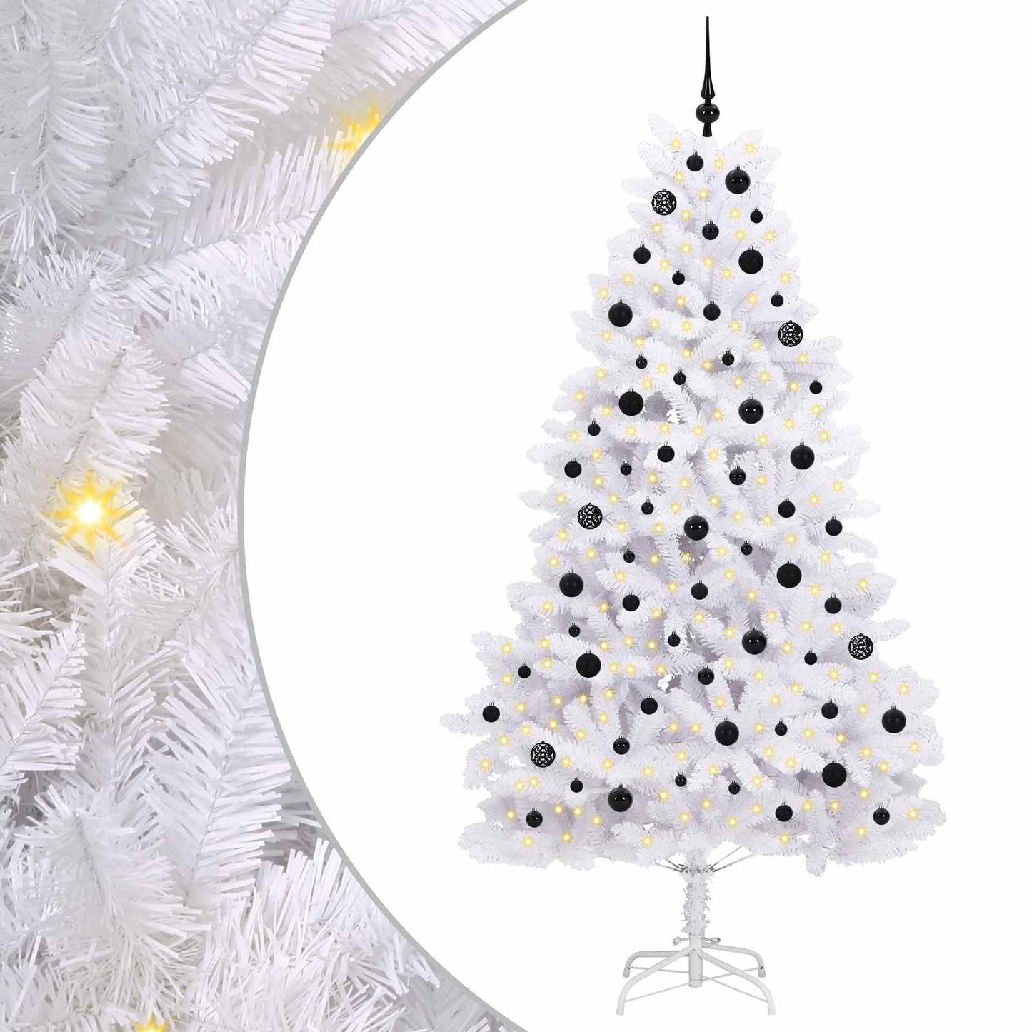 vidaXL Künstlicher klappbarer Weihnachtsbaum Weiß 210 cm PVC und Stahl