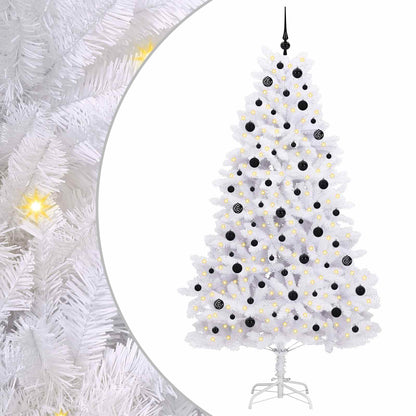 vidaXL Künstlicher klappbarer Weihnachtsbaum Weiß 210 cm PVC und Stahl