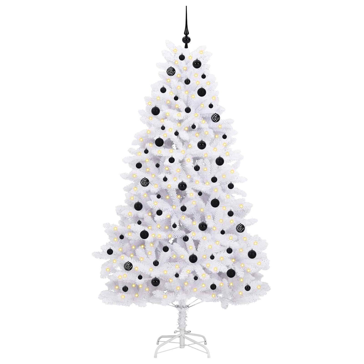 vidaXL Künstlicher klappbarer Weihnachtsbaum Weiß 210 cm PVC und Stahl