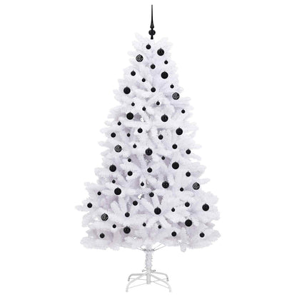 vidaXL Künstlicher klappbarer Weihnachtsbaum Weiß 210 cm PVC und Stahl