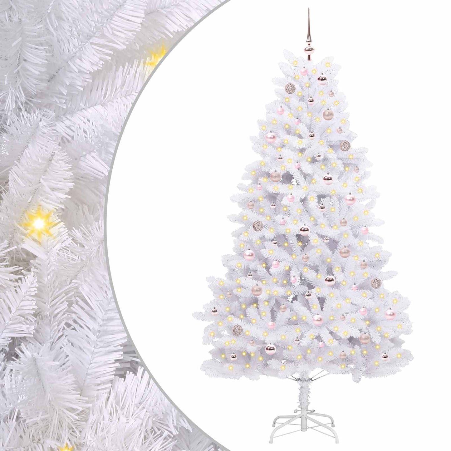 vidaXL Künstlicher klappbarer Weihnachtsbaum Weiß 210 cm PVC und Stahl