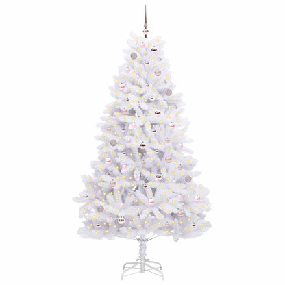 vidaXL Künstlicher klappbarer Weihnachtsbaum Weiß 210 cm PVC und Stahl