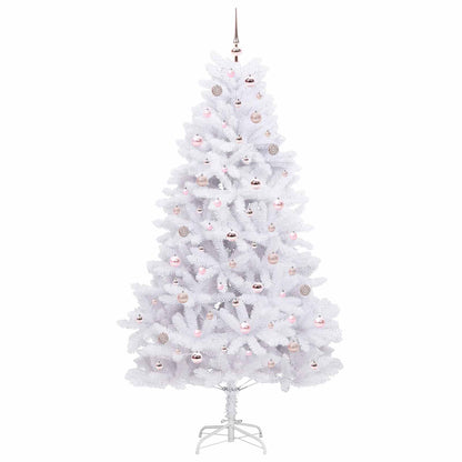 vidaXL Künstlicher klappbarer Weihnachtsbaum Weiß 210 cm PVC und Stahl