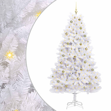 vidaXL Künstlicher klappbarer Weihnachtsbaum Weiß 210 cm PVC und Stahl