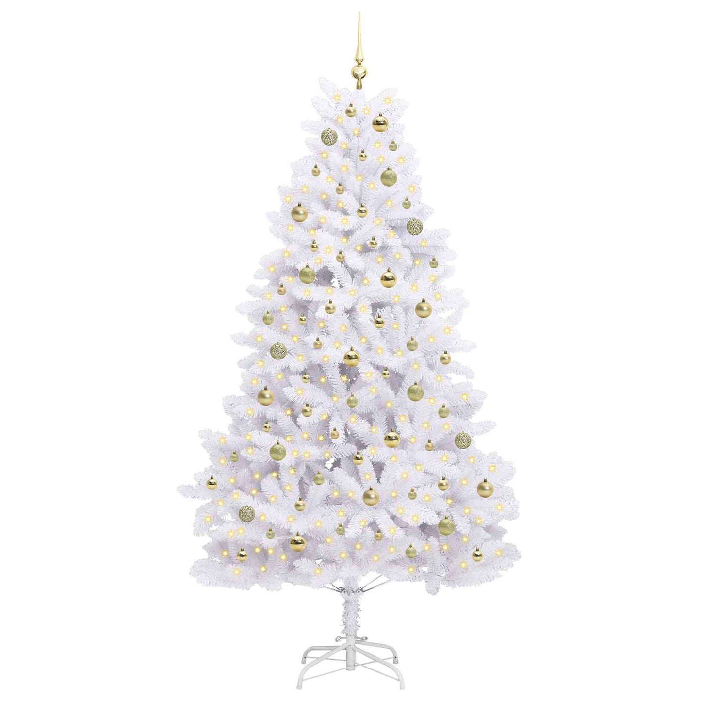 vidaXL Künstlicher klappbarer Weihnachtsbaum Weiß 210 cm PVC und Stahl
