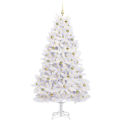 vidaXL Künstlicher klappbarer Weihnachtsbaum Weiß 210 cm PVC und Stahl