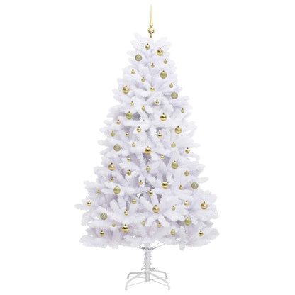 vidaXL Künstlicher klappbarer Weihnachtsbaum Weiß 210 cm PVC und Stahl