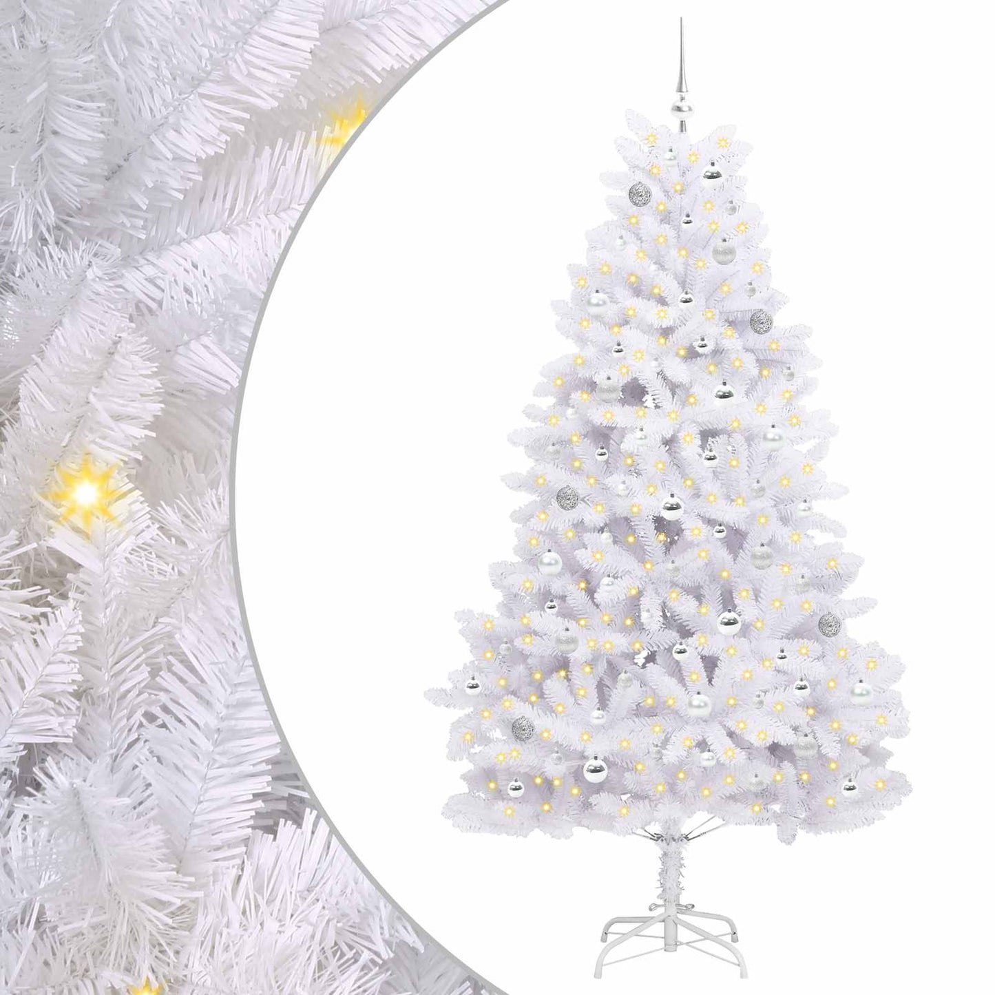 vidaXL Künstlicher klappbarer Weihnachtsbaum Weiß 210 cm PVC und Stahl