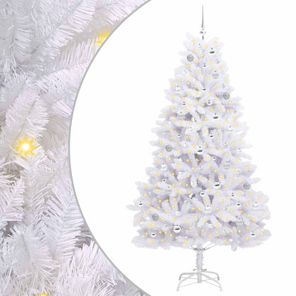 vidaXL Künstlicher klappbarer Weihnachtsbaum Weiß 210 cm PVC und Stahl