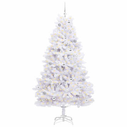 vidaXL Künstlicher klappbarer Weihnachtsbaum Weiß 210 cm PVC und Stahl