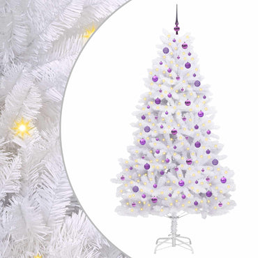 vidaXL Künstlicher klappbarer Weihnachtsbaum Weiß 210 cm PVC und Stahl