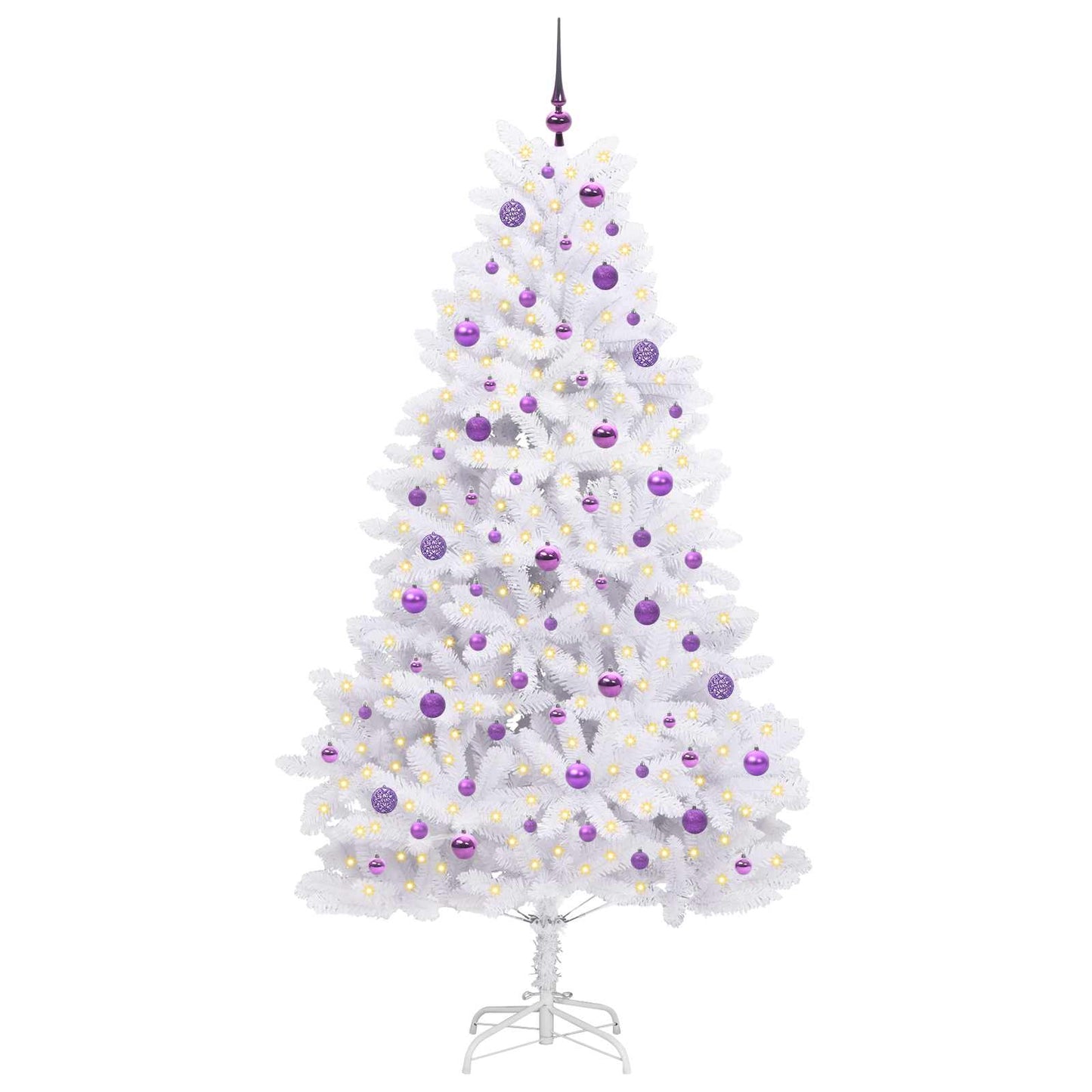 vidaXL Künstlicher klappbarer Weihnachtsbaum Weiß 210 cm PVC und Stahl